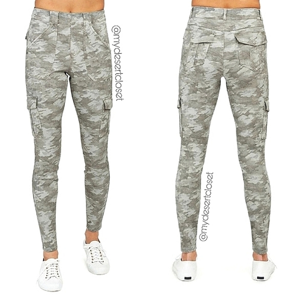 Spanx Stretch Twill Ankle Cargo Camo High-Waist Skinny Pants NWT